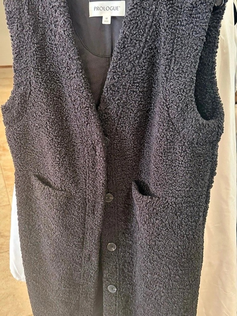 Prologue Sleeveless Longline Sherpa Vest in Black